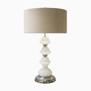 Murano Glass Table Lamp with Grey Velvet Shade, Italy, 1950s-UZ-1444351