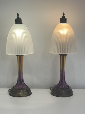 Murano Glass Table Lamps in Bronze, Italy, 1970s, Set of 2-YST-1770531