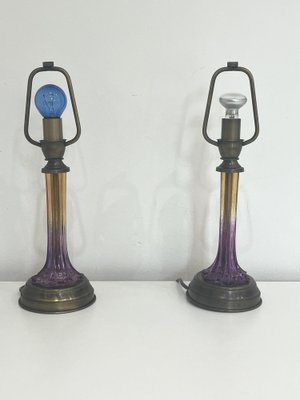 Murano Glass Table Lamps in Bronze, Italy, 1970s, Set of 2-YST-1770531