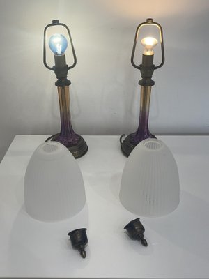 Murano Glass Table Lamps in Bronze, Italy, 1970s, Set of 2-YST-1770531