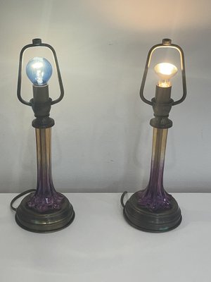 Murano Glass Table Lamps in Bronze, Italy, 1970s, Set of 2-YST-1770531