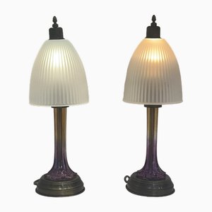 Murano Glass Table Lamps in Bronze, Italy, 1970s, Set of 2-YST-1770531