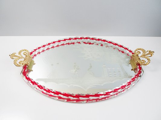 Murano Glass Tray with Romantic Motif, Italy, 1950s-POM-1431549