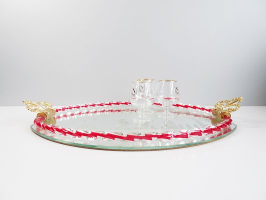 Murano Glass Tray with Romantic Motif, Italy, 1950s-POM-1431549