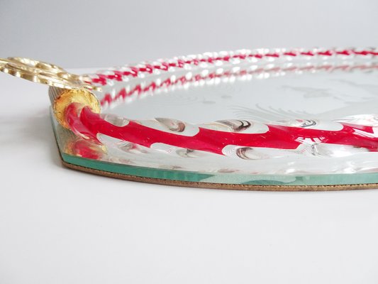 Murano Glass Tray with Romantic Motif, Italy, 1950s-POM-1431549