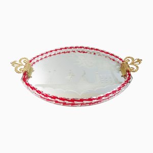 Murano Glass Tray with Romantic Motif, Italy, 1950s-POM-1431549