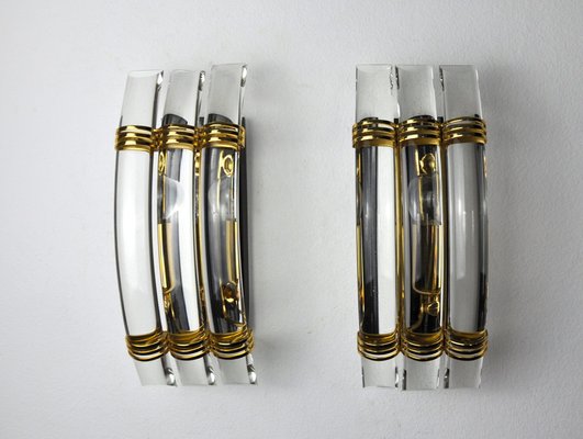 Murano Glass Triedri Sconces, Italy, 1980s, Set of 2-EJE-958601