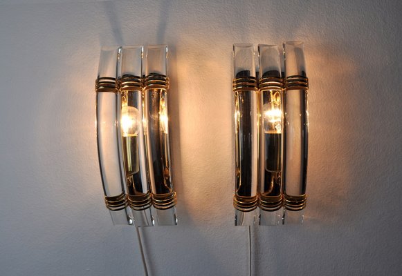 Murano Glass Triedri Sconces, Italy, 1980s, Set of 2-EJE-958601