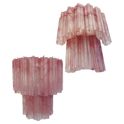 Murano Glass Tube Wall Sconces with 13 Pink Alabster Glass Tube, 1990s, Set of 2-OVO-1672026