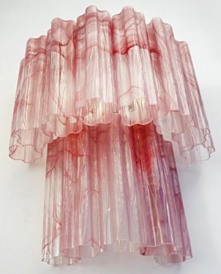 Murano Glass Tube Wall Sconces with 13 Pink Alabster Glass Tube, 1990s, Set of 2-OVO-1672026