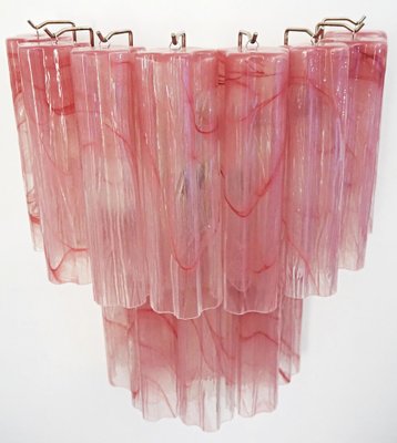 Murano Glass Tube Wall Sconces with 13 Pink Alabster Glass Tube, 1990s, Set of 2-OVO-1672026