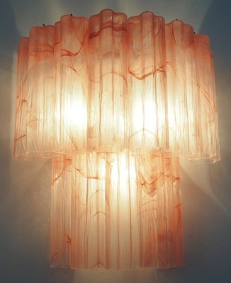 Murano Glass Tube Wall Sconces with 13 Pink Alabster Glass Tube, 1990s, Set of 2-OVO-1672026