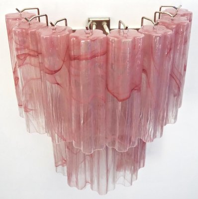 Murano Glass Tube Wall Sconces with 13 Pink Alabster Glass Tube, 1990s, Set of 2-OVO-1672026