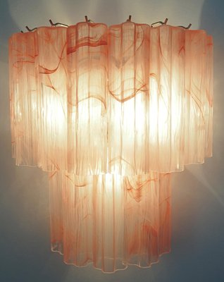 Murano Glass Tube Wall Sconces with 13 Pink Alabster Glass Tube, 1990s, Set of 2-OVO-1672026