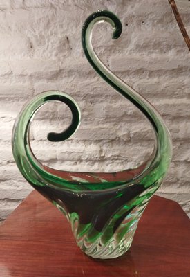 Murano Glass Vase in Green, 1970s-QY-1060818