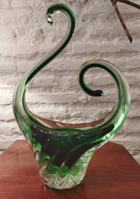 Murano Glass Vase in Green, 1970s-QY-1060818