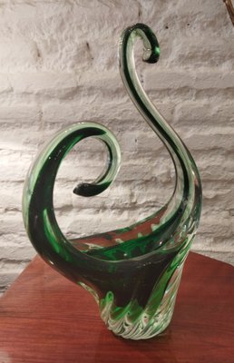 Murano Glass Vase in Green, 1970s-QY-1060818