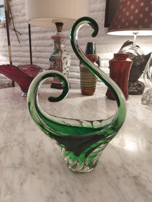 Murano Glass Vase in Green, 1970s-QY-1060818