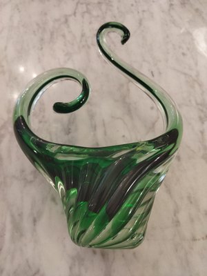 Murano Glass Vase in Green, 1970s-QY-1060818