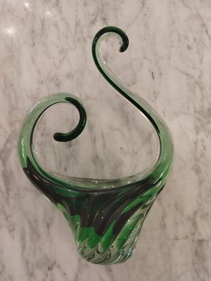 Murano Glass Vase in Green, 1970s-QY-1060818