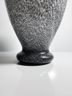 Murano Glass Vase in Speckle Gray Milk Glass & White Tartaruga, 1980s-VTK-2020060