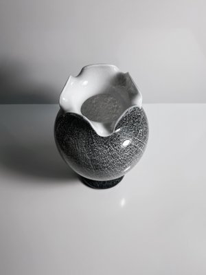 Murano Glass Vase in Speckle Gray Milk Glass & White Tartaruga, 1980s-VTK-2020060