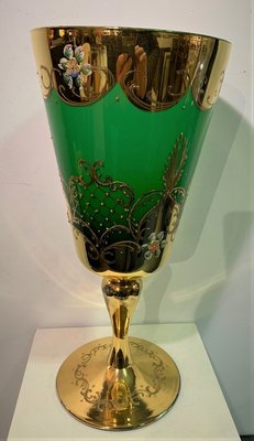 Murano Glass Vase with Ornaments in Gold and Enamel, 1950s-IKW-775611