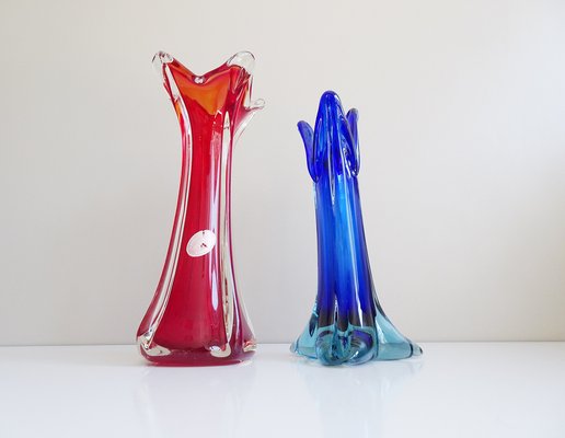 Murano Glass Vases, Italy, 1960s, Set of 2-BLG-1396612