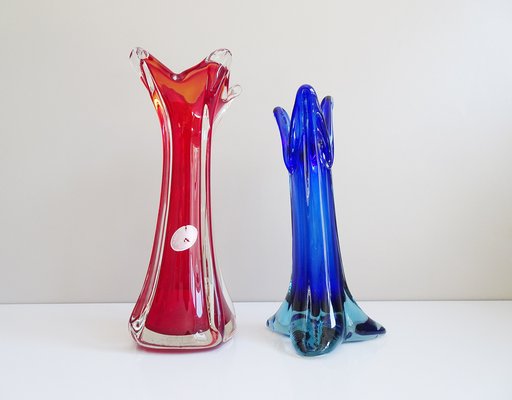 Murano Glass Vases, Italy, 1960s, Set of 2-BLG-1396612