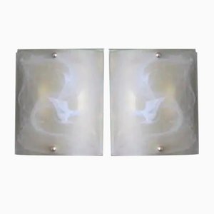 Murano Glass Wall Lights in Alabaster Decor, Shield Shape Wall Lights, 1990s, Set of 2-YF-2029066