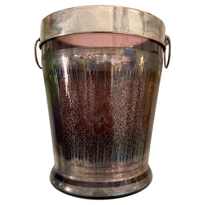 Murano Glass Wine Cooler in Deep Purple with Hand-Painted 925 Silver, 1930s-UWS-2019569