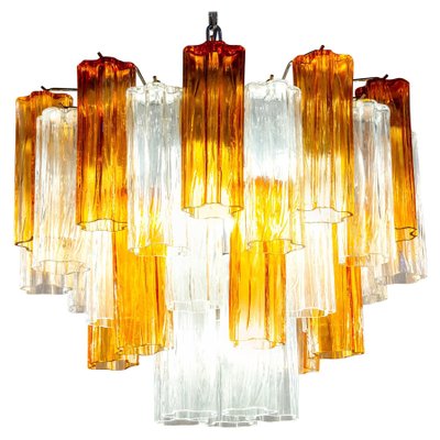 Murano Gold and Clear Glass Tronchi Chandelier, 1970s-MBH-1032597