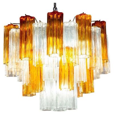 Murano Gold and Clear Glass Tronchi Chandelier, 1970s-MBH-1032597