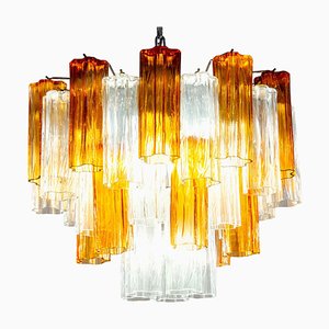 Murano Gold and Clear Glass Tronchi Chandelier, 1970s-MBH-1032597