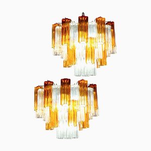 Murano Gold and Ice Glass Tronchi Chandeliers, 1970s, Set of 2-MBH-1032471