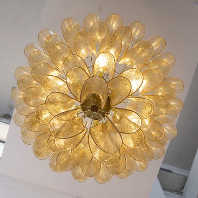 Murano Gold Glass Petal Chandelier, Italy-MPO-1761827