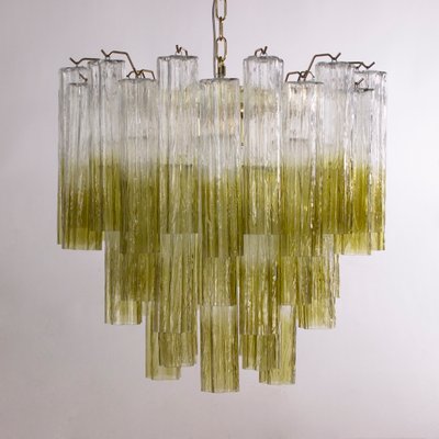 Murano Green and Clear Glass Tronchi Chandelier, 1980s-MPO-2018151