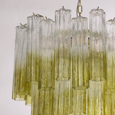 Murano Green and Clear Glass Tronchi Chandelier, 1980s-MPO-2018151