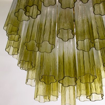 Murano Green and Clear Glass Tronchi Chandelier, 1980s-MPO-2018151