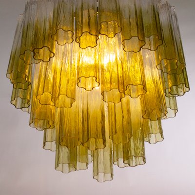 Murano Green and Clear Glass Tronchi Chandelier, 1980s-MPO-2018151