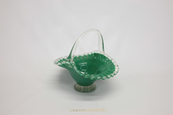 Murano Green Glass Basket, 1980-RAQ-1782998