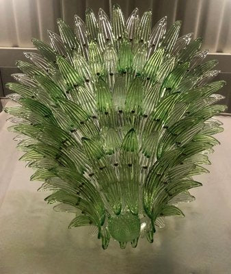 Murano Green Glass Palmettes Chandelier in Barover and Toso Style, 1990-UH-1273707