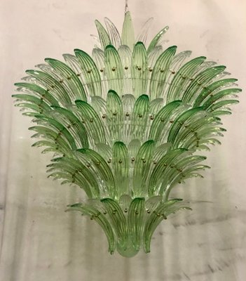 Murano Green Glass Palmettes Chandelier in Barover and Toso Style, 1990-UH-1273707