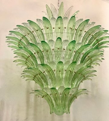 Murano Green Glass Palmettes Chandelier in Barover and Toso Style, 1990-UH-1273707