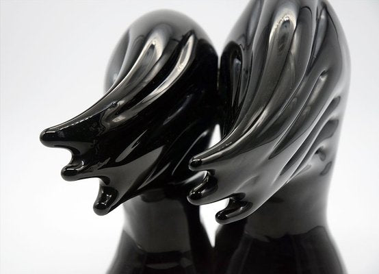 Murano Heads Sculpture in Black Glass by Sergio Rossi, 1970s-HS-919886