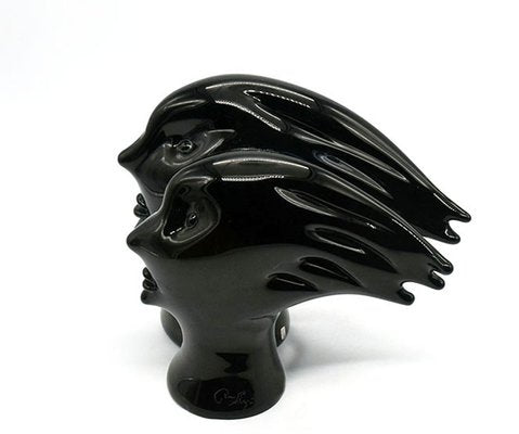 Murano Heads Sculpture in Black Glass by Sergio Rossi, 1970s-HS-919886