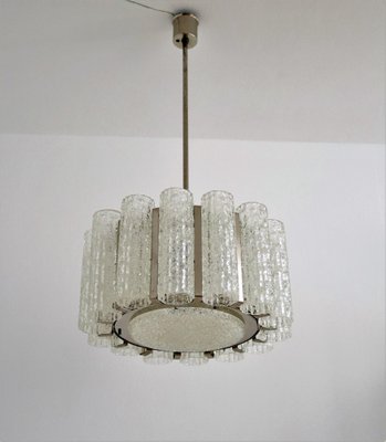 Murano Ice Glass Chandelier with Chrome Frame from Barovier E Toso, 1960s-VNE-966063