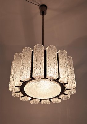 Murano Ice Glass Chandelier with Chrome Frame from Barovier E Toso, 1960s-VNE-966063