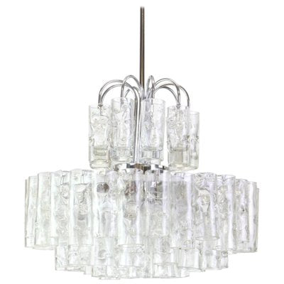 Murano Ice Glass Tubes Chandelier from Doria, Germany, 1960s-UGR-1085982