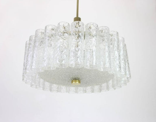 Murano Ice Glass Tubes Chandelier from Doria, Germany, 1970s